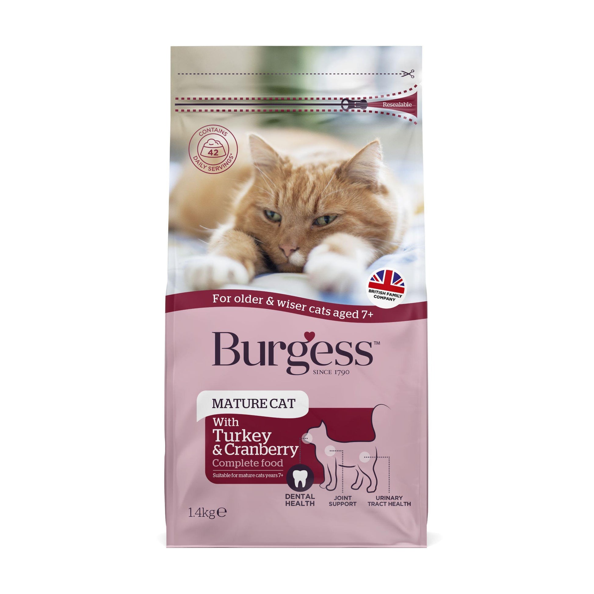 Burgess Burgess Turkey Senior Dry Cat Food pet food packaging