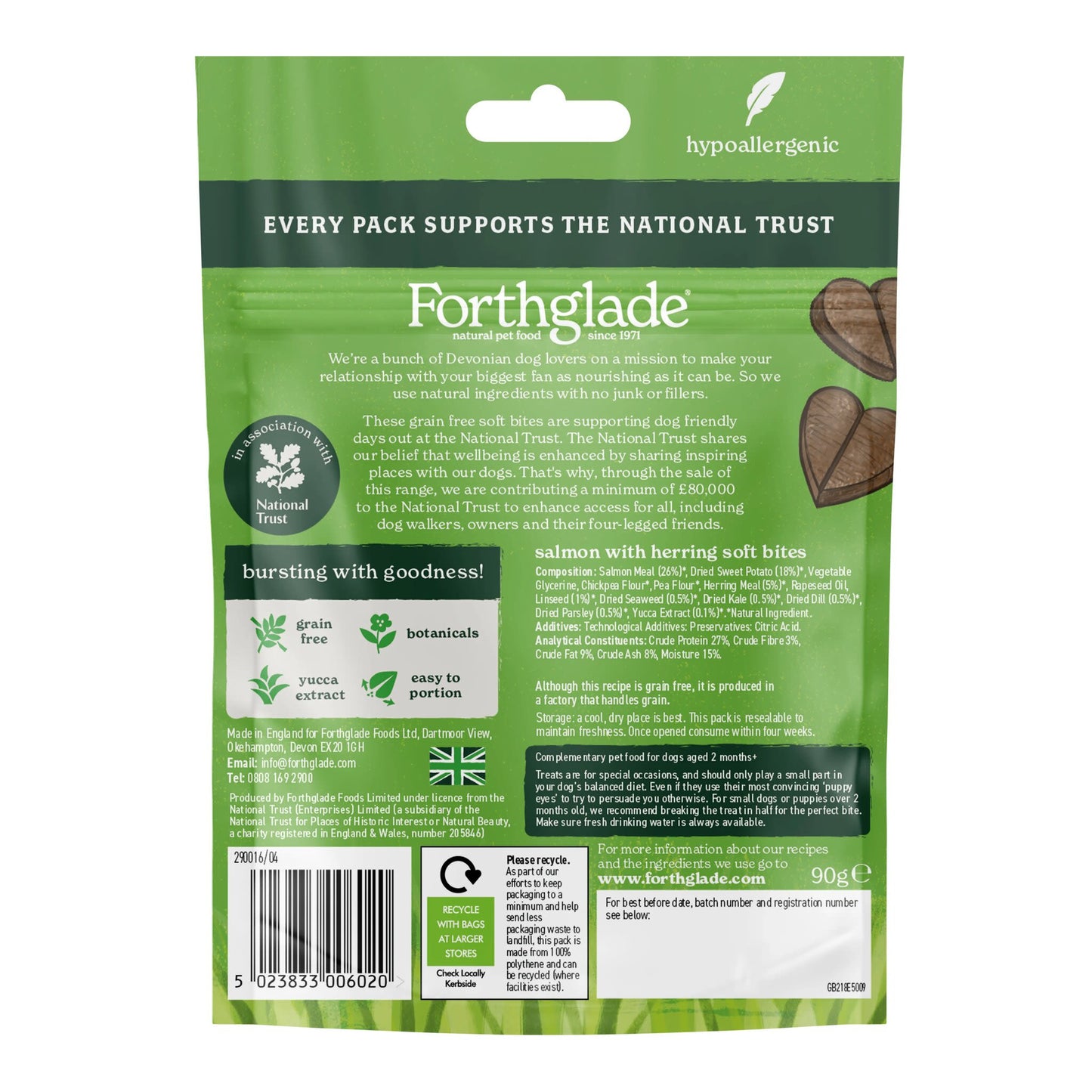 Forthglade National Trust Natural Soft Bites Dog Treats - Salmon with Herring