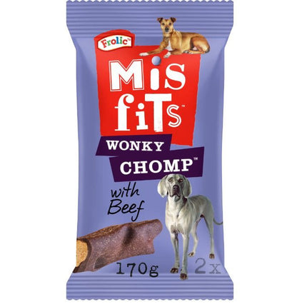 Misfits Wonky Chomp Adult Medium Dog Treats Beef 2 Stick