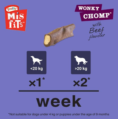 Misfits Wonky Chomp Adult Medium Dog Treats Beef 2 Stick