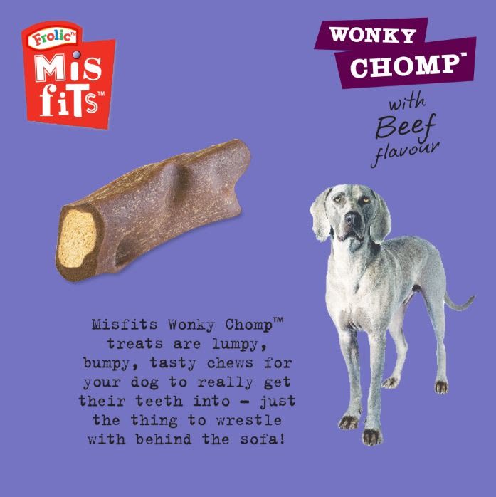 Misfits Wonky Chomp Adult Medium Dog Treats Beef 2 Stick