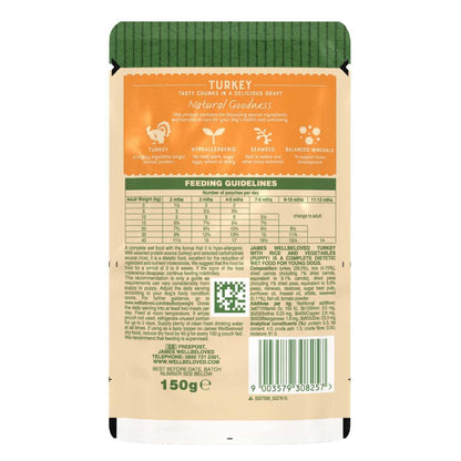 James Wellbeloved Puppy/Junior Wet Dog Food Pouches - Turkey & Rice