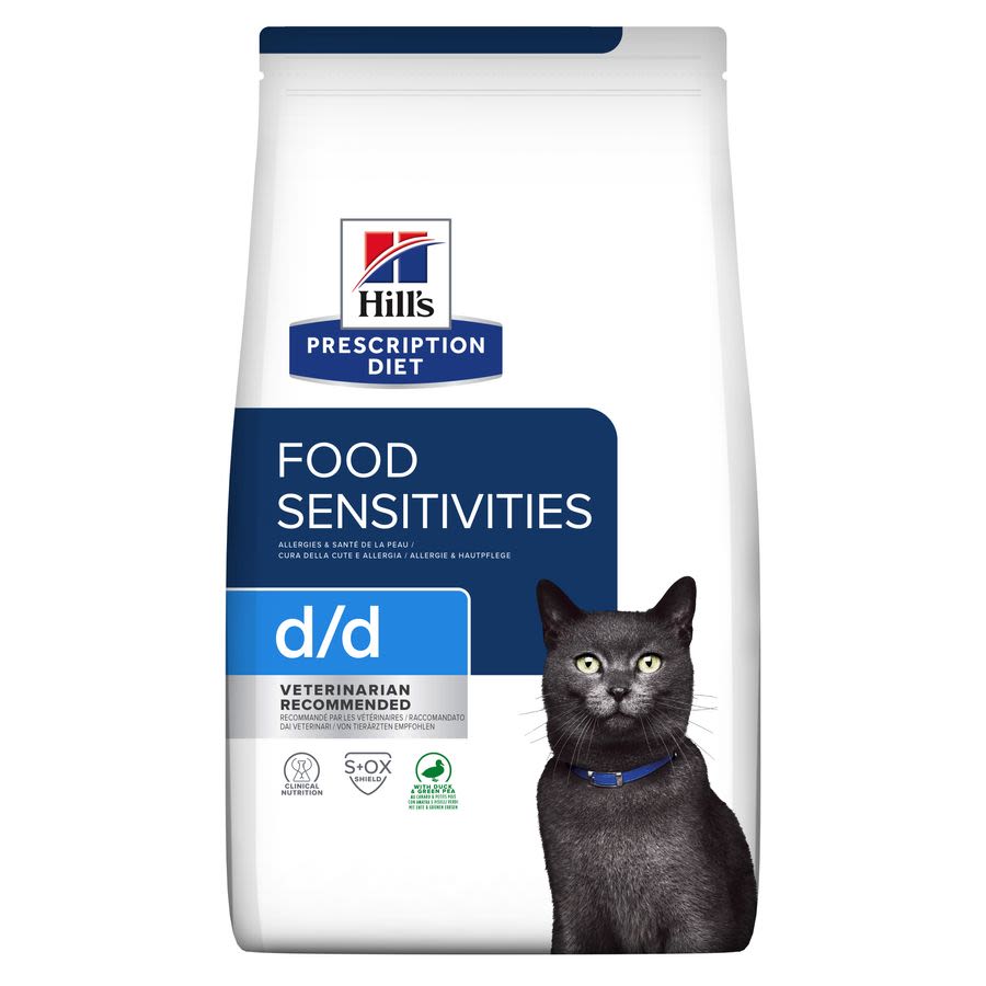 Hill's Hill'S Prescription Sensitivities Green Pea Duck Adult Dry Cat Food pet food packaging