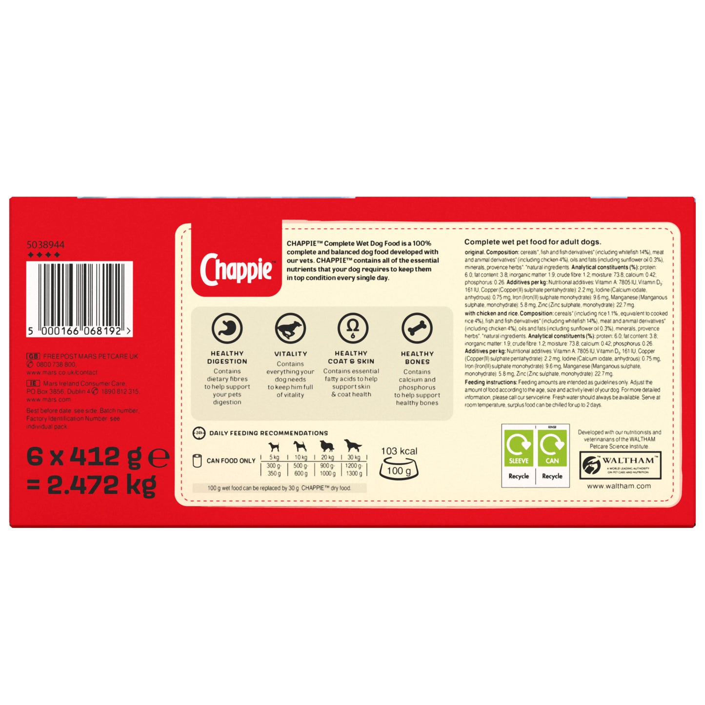 Chappie Adult Wet Dog Food Tins Favourites in Loaf