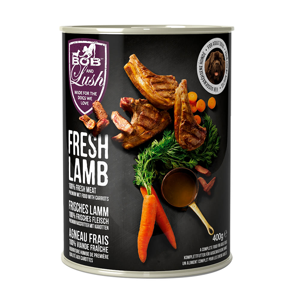 Bob & Lush Bob & Lush Grain Free Lamb Adult Wet Dog Food pet food packaging