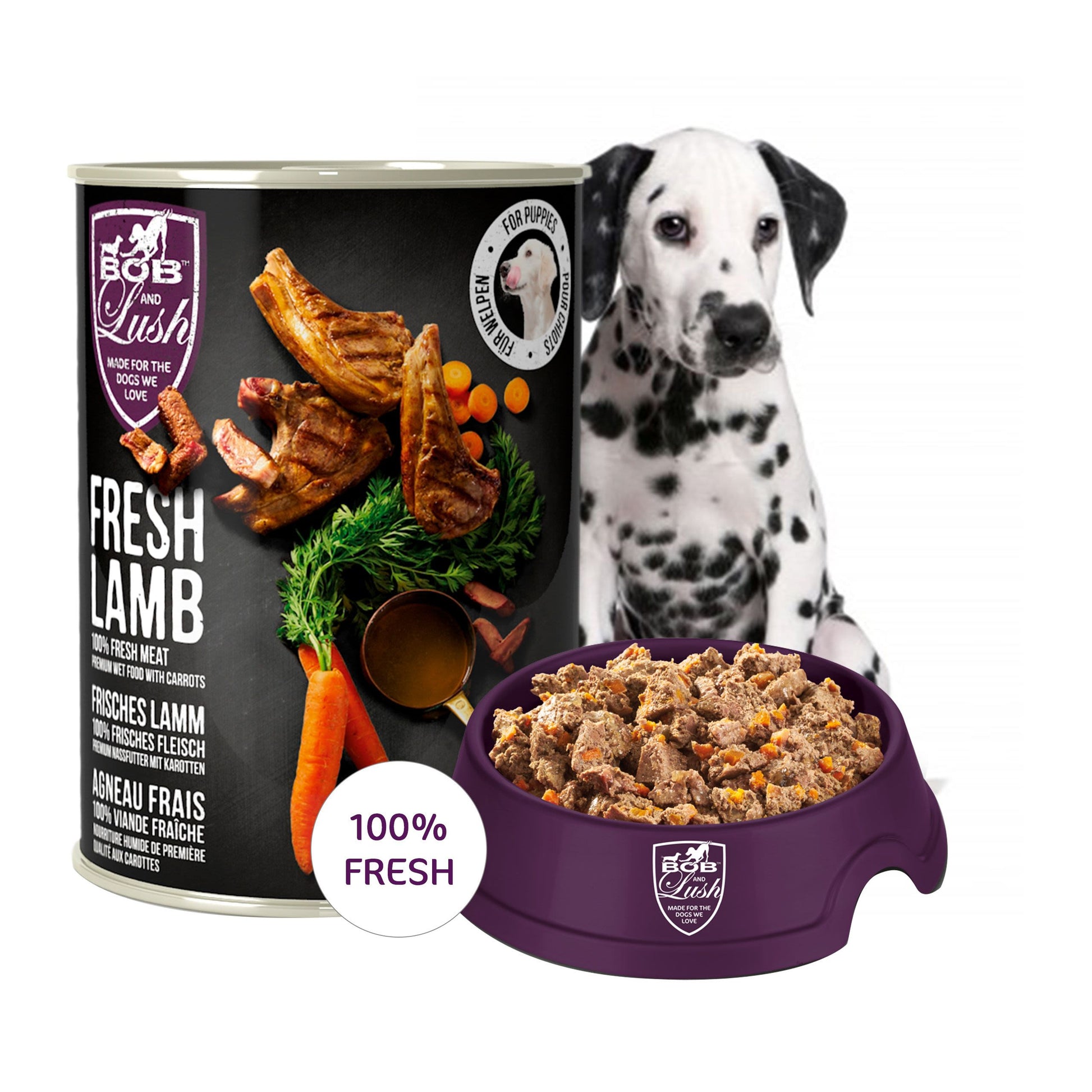 Bob & Lush Bob & Lush Lamb Puppy Wet Dog Food pet food packaging