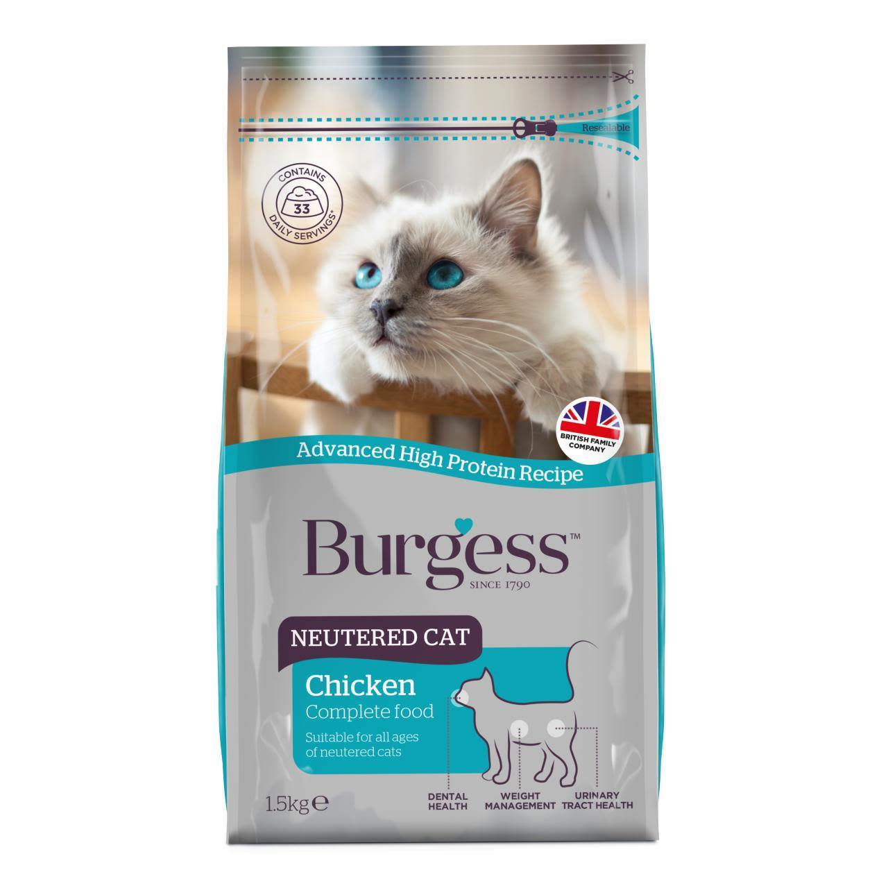 Burgess Burgess Neutered Adult Dry Cat Food pet food packaging