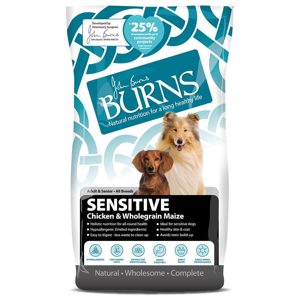 Burns Burns Sensitive Chicken Adult Dry Dog Food pet food packaging