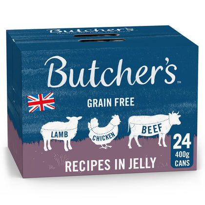 Butcher's Recipes in Jelly Dog Food Tins