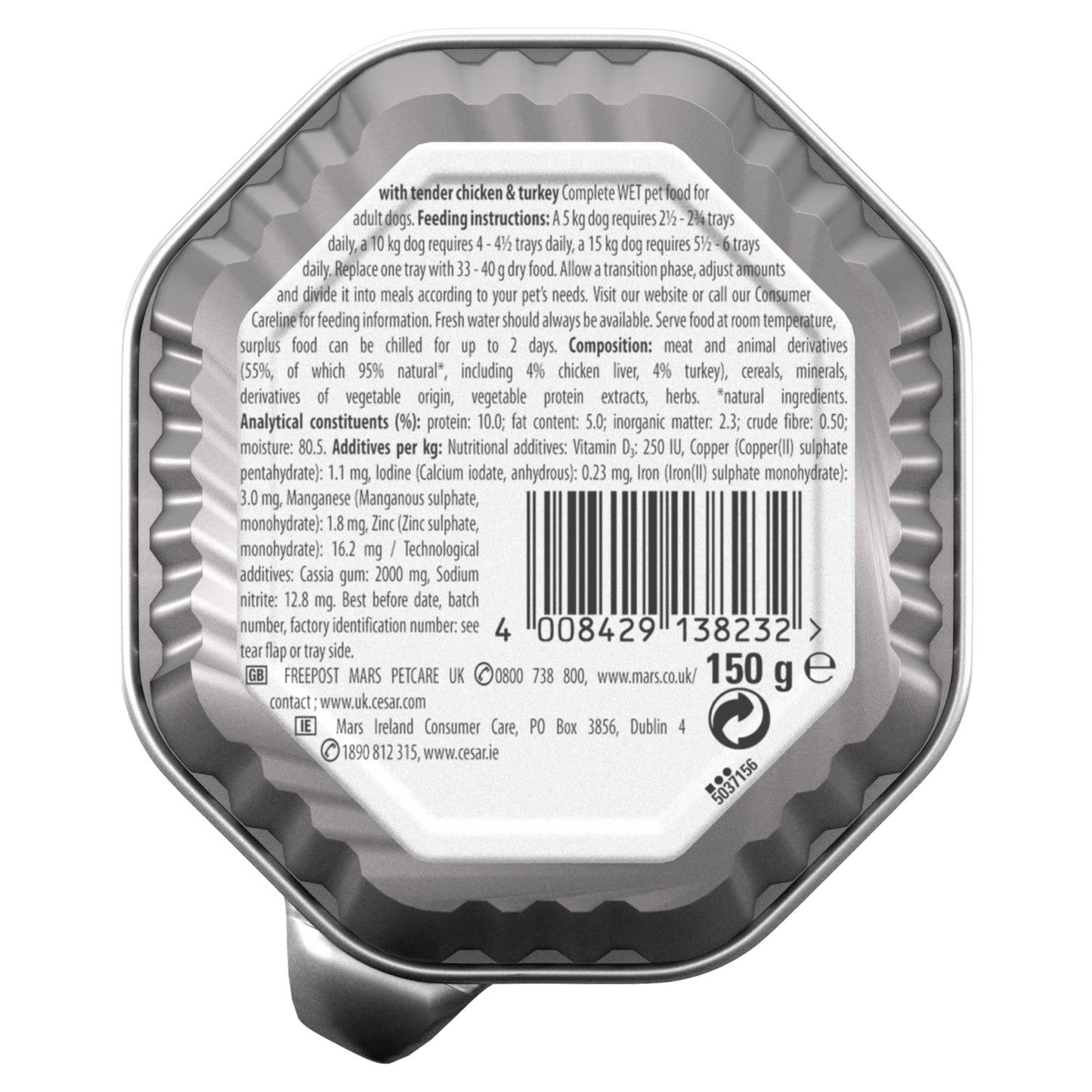 Cesar Classic Terrine Dog Food Tray Chicken & Turkey in Loaf