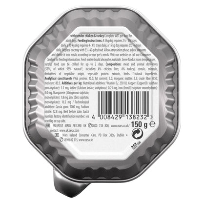 Cesar Classic Terrine Dog Food Tray Chicken & Turkey in Loaf