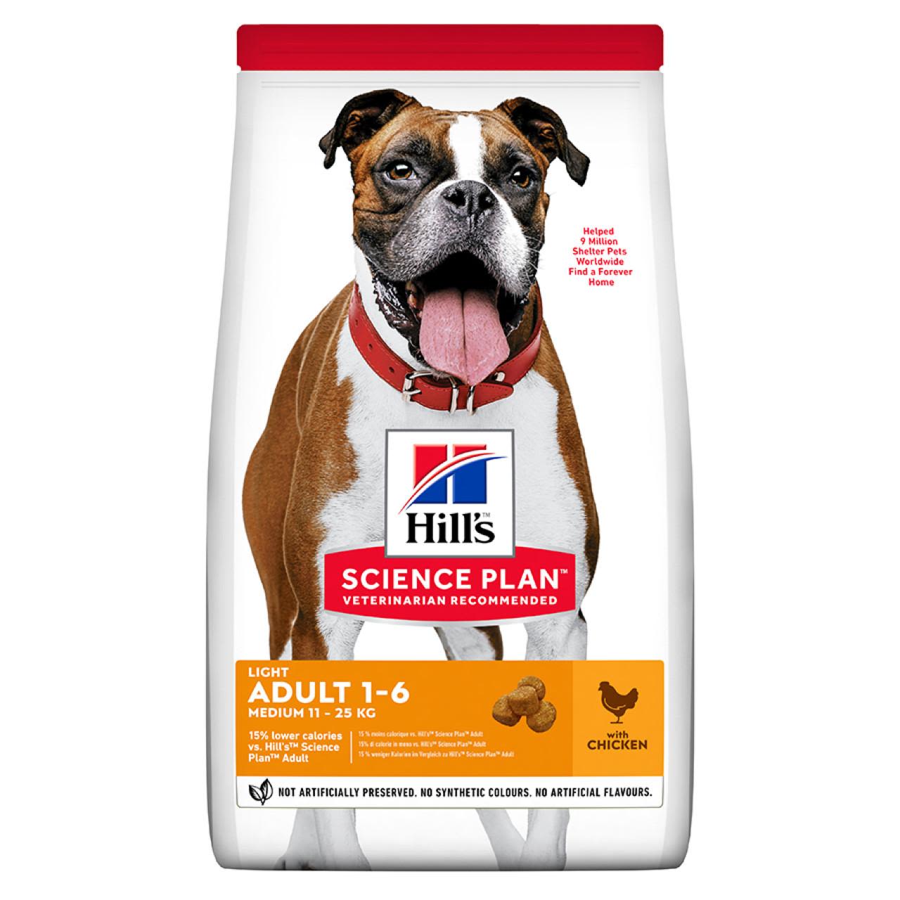 Hill's Hill'S Science Plan Light Medium Chicken Adult Dry Dog Food pet food packaging