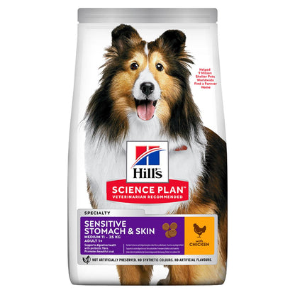 Hill's Science Plan Adult Medium Sensitive Stomach & Skin Chicken Dog Food