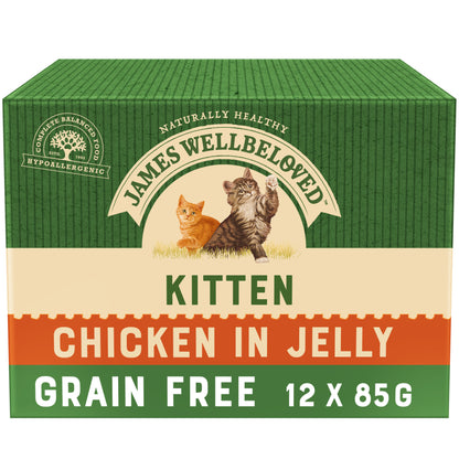 James Wellbeloved Grain Free Kitten Cat Food Pouch Chicken in Jelly