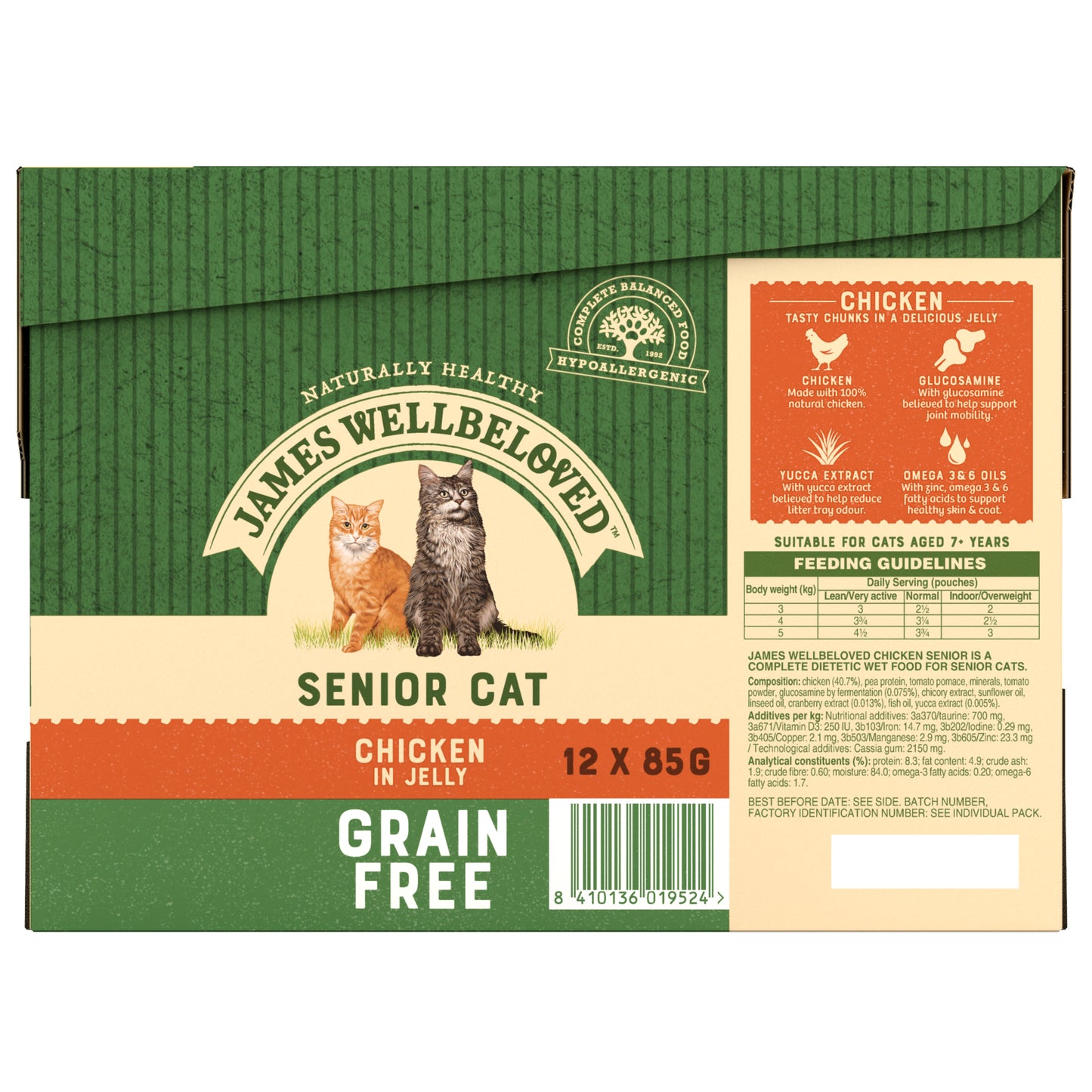 James Wellbeloved Grain Free Senior Cat Food Pouch Chicken in Jelly