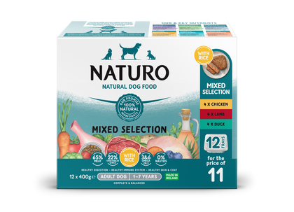 Naturo Adult Wet Dog Food with Rice Variety Pack Trays