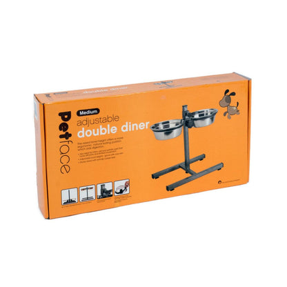 Petface Stainless Steel Adjustable Double Dog Diner