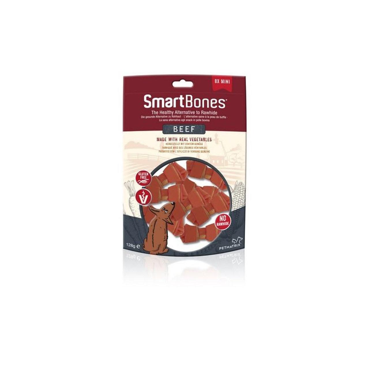 SmartBones Mini Bone Dog Treat Pack of 8 - Beef