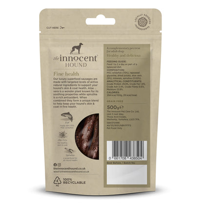 The Innocent Hound Dog Treat Skin & Coat Support Superfood Sausages