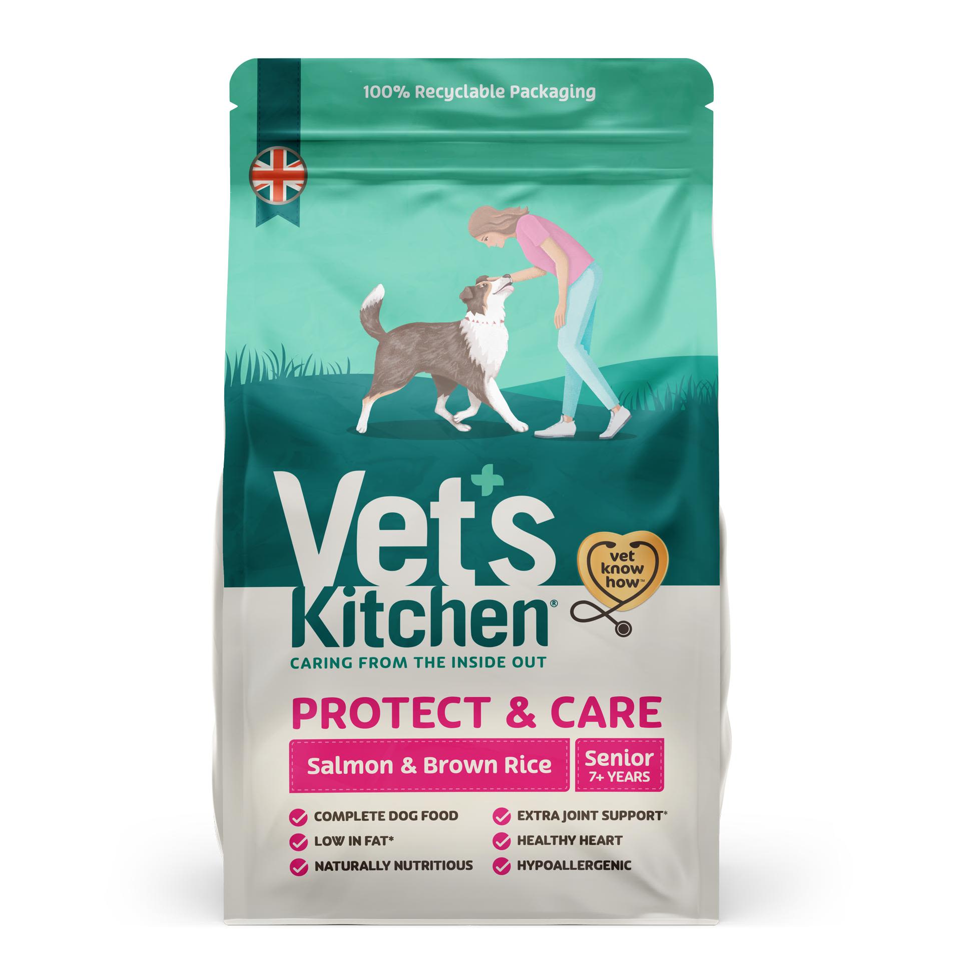 Vets Kitchen Vets Kitchen Brown Salmon Senior Dry Dog Food pet food packaging