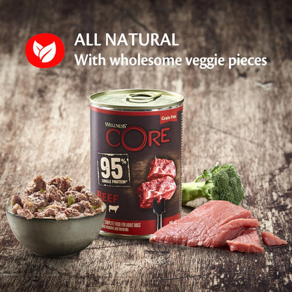 Wellness Core Grain-free Wet Dog Food 95% Beef with Broccoli