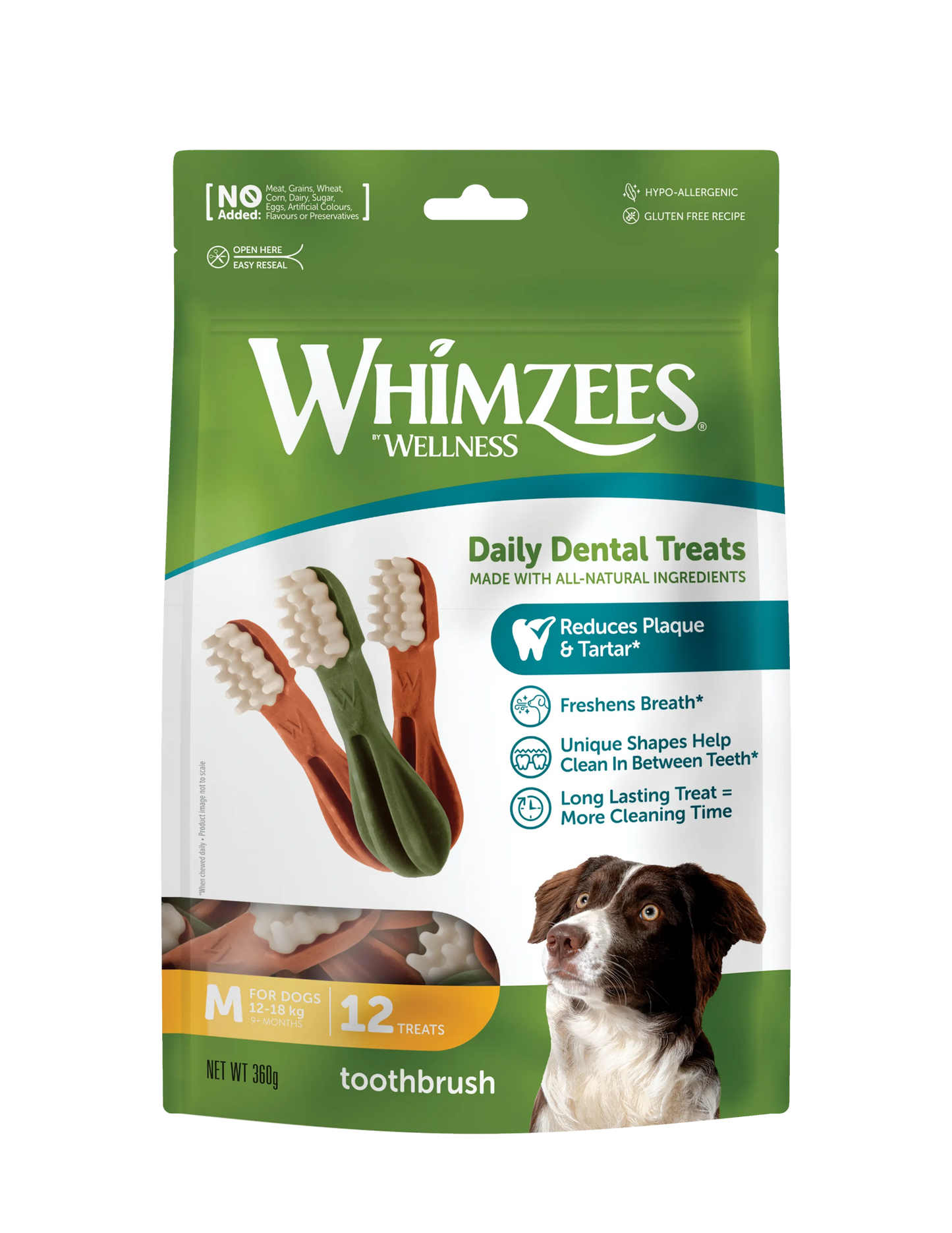 Whimzees Toothbrush Dental Chew Dog Treats - Medium