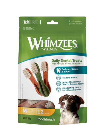 Whimzees Toothbrush Dental Chew Dog Treats - Medium