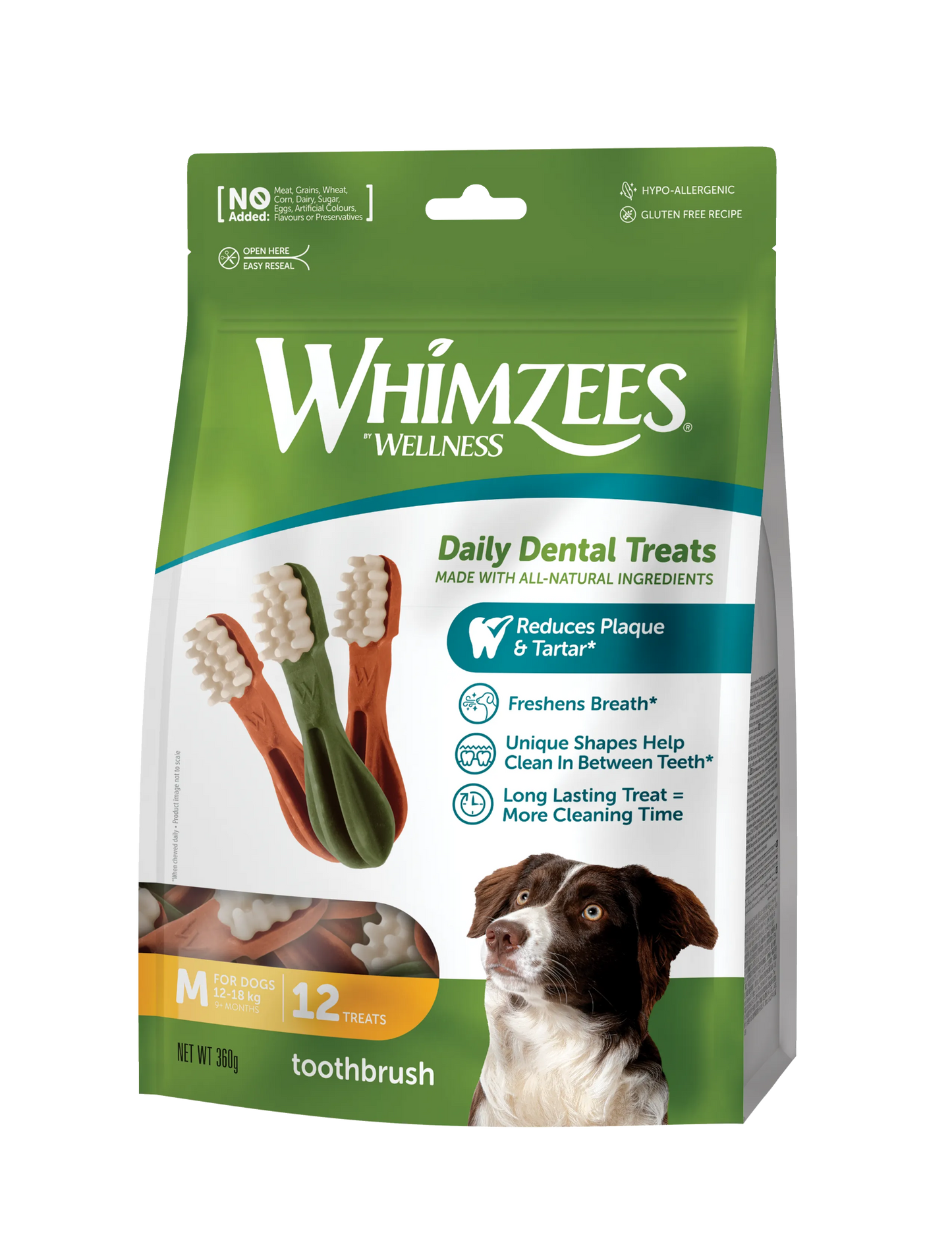 Whimzees Toothbrush Dental Chew Dog Treats - Medium