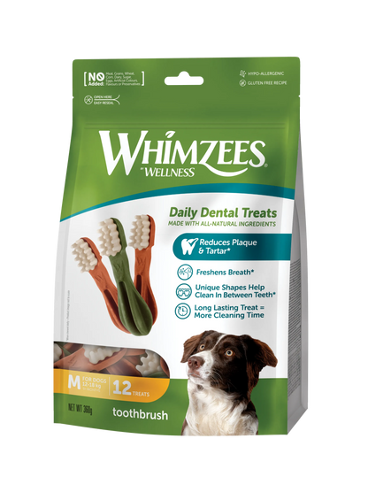 Whimzees Toothbrush Dental Chew Dog Treats - Medium