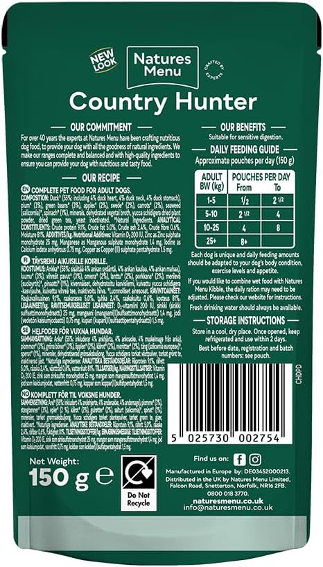 Natures Menu Country Hunter Duck Wet Dog Food Pouches