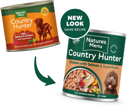 Natures Menu Country Hunter Salmon & Chicken Wet Dog Food Cans
