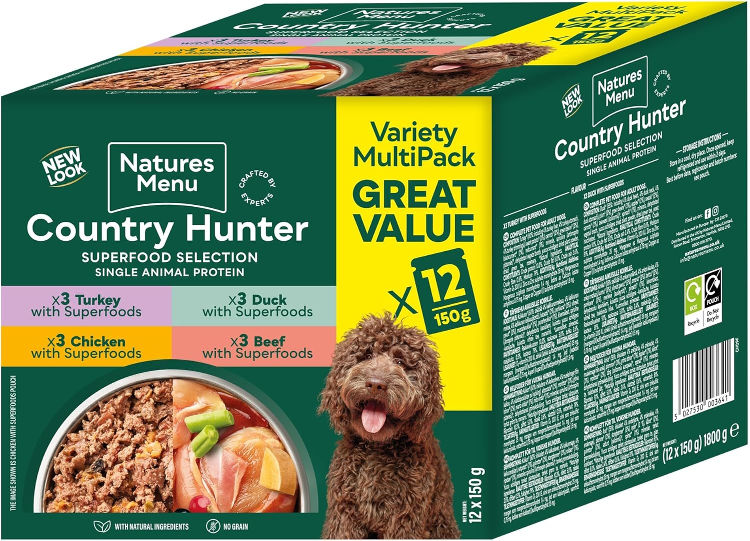 Natures menu Natures Menu Country Hunter Superfood Selection Adult Wet Dog Food pet food packaging