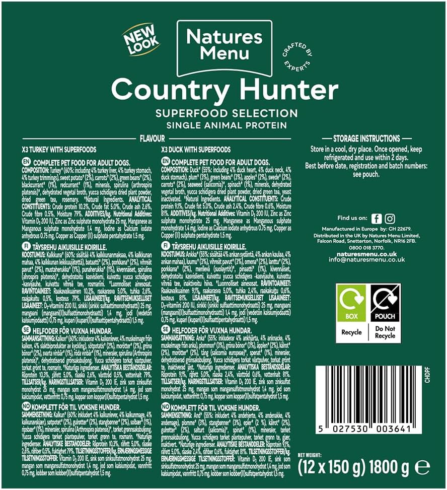 Natures Menu Country Hunter Superfood Selection Wet Dog Food Pouches