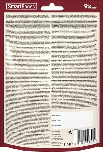 SmartBones Wrapped Mini Sticks Adult Dog Treats- Chicken