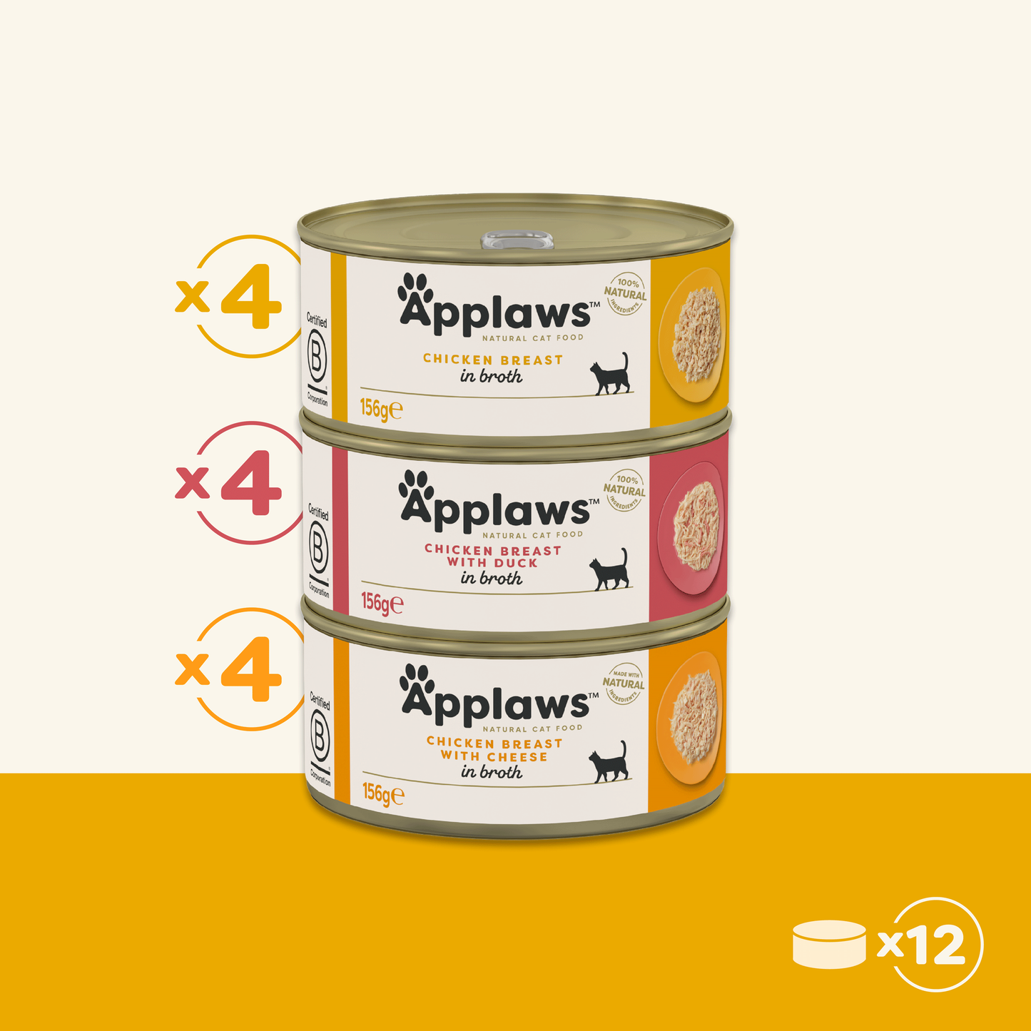 Applaws Cat Tin 12 x 156g Chicken Selection in Broth
