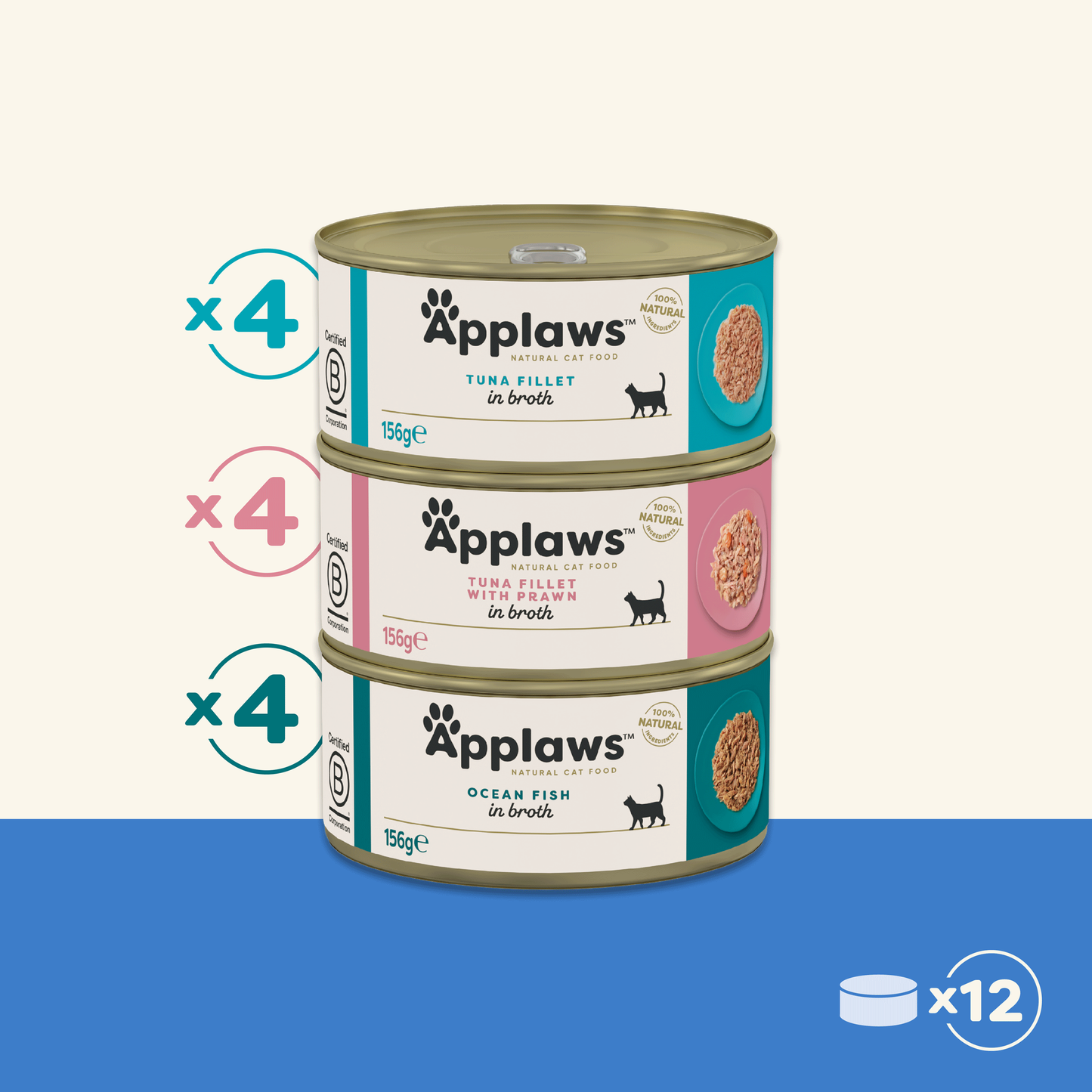 Applaws Cat Tin 12 x 156g Fish Selection in Broth