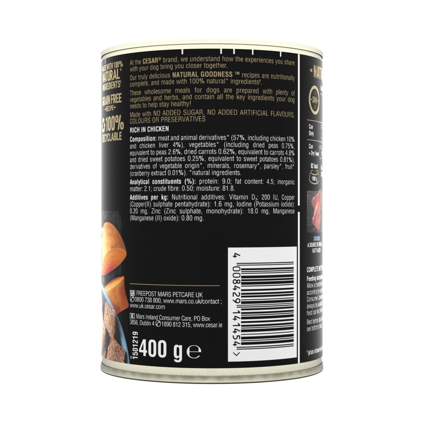 CESAR NATURAL GOODNESS Grain Free Wet Dog Food Tin Chicken Loaf