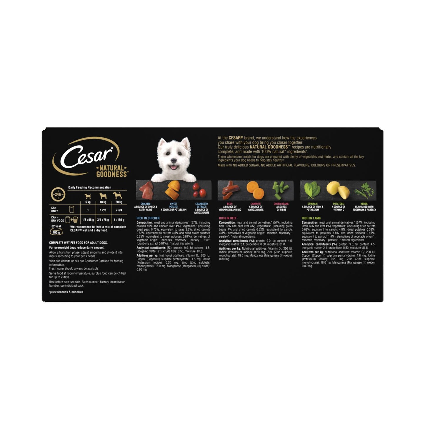 CESAR NATURAL GOODNESS Grain Free Wet dog Food Tins Mixed in Loaf