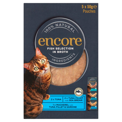 Encore Adult Wet Cat Food Pouches - Fish Selection in Broth