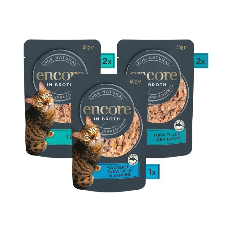 Encore Adult Wet Cat Food Pouches - Fish Selection in Broth