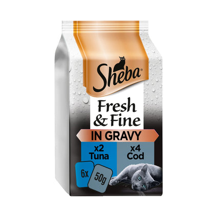 Sheba Fresh & Fine Wet Cat Food Pouches Fish in Gravy
