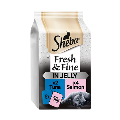 Sheba Fresh & Fine Wet Cat Food Pouches Tuna & Salmon in Jelly
