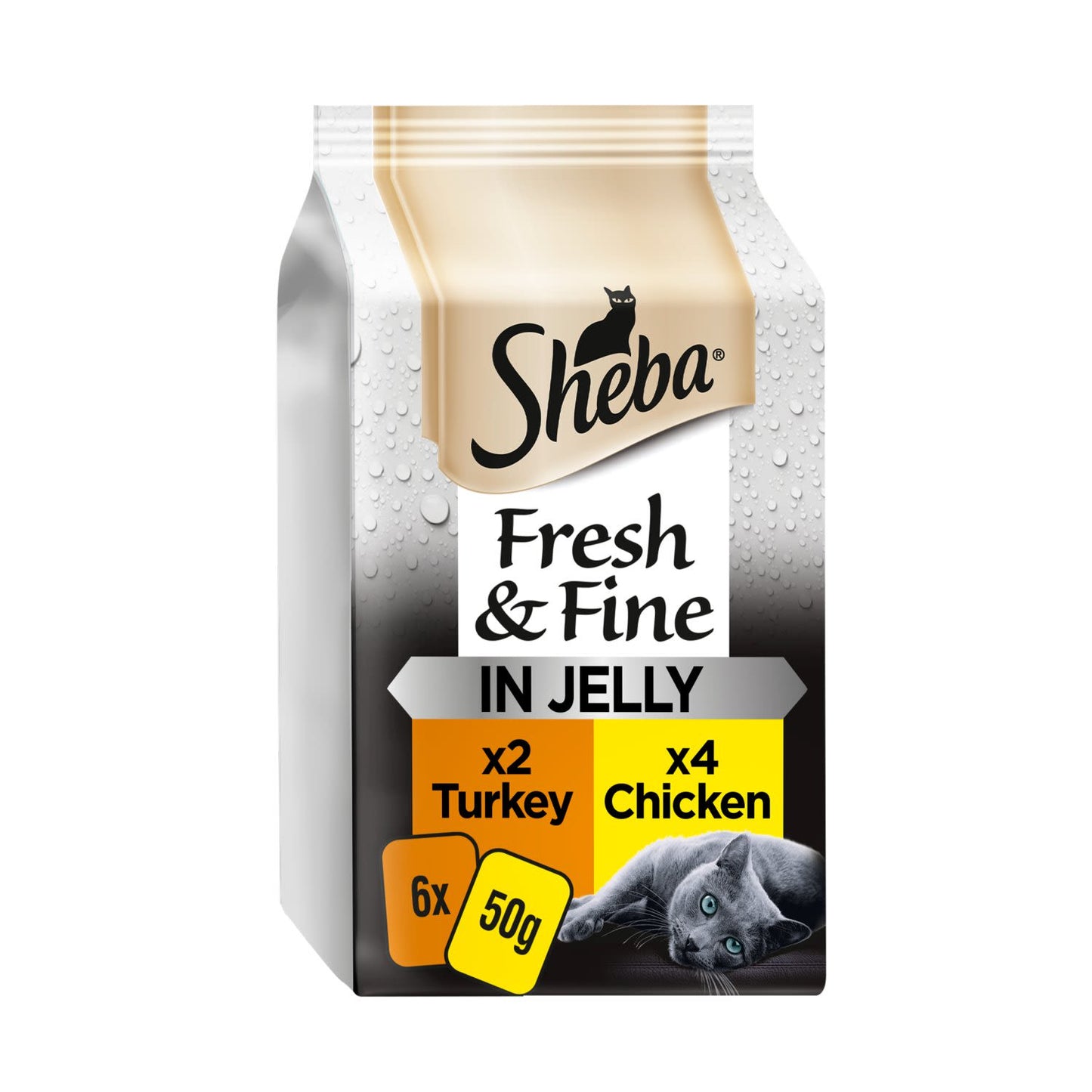 Sheba Fresh & Fine Wet Cat Food Pouches Chicken & Turkey in Jelly