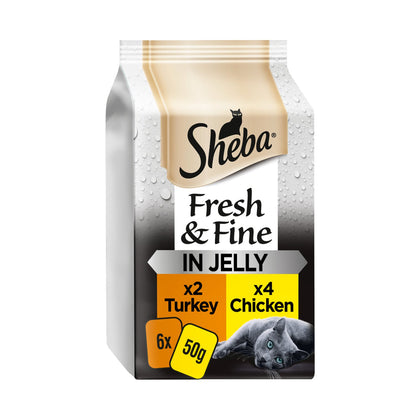 Sheba Fresh & Fine Wet Cat Food Pouches Chicken & Turkey in Jelly