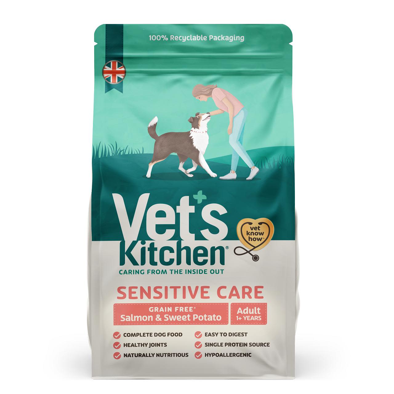 Vets Kitchen Vets Kitchen Vet Sensitive Care Grain Free Sweet Salmon Adult Dry Dog Food pet food packaging