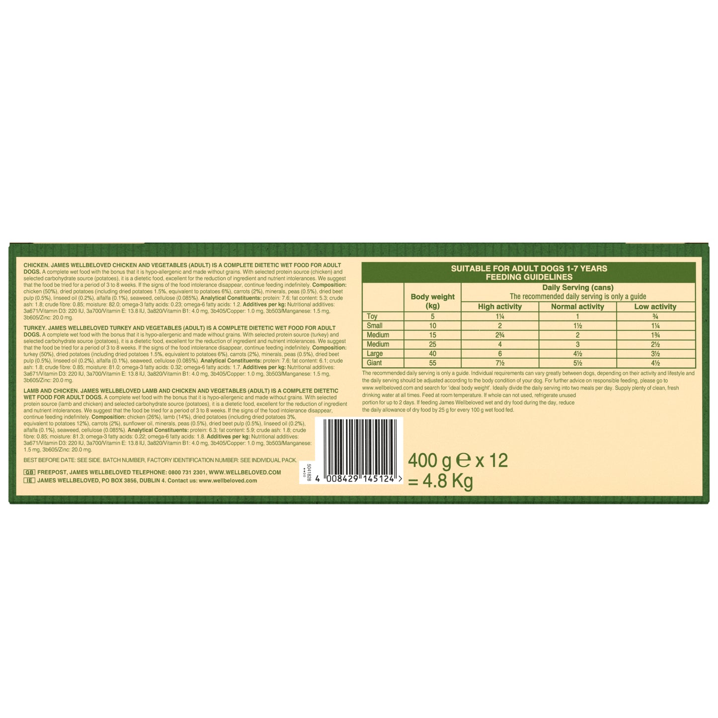 James Wellbeloved Grain Free Adult Wet Dog Food Tins Turkey, Lamb & Chicken in Loaf