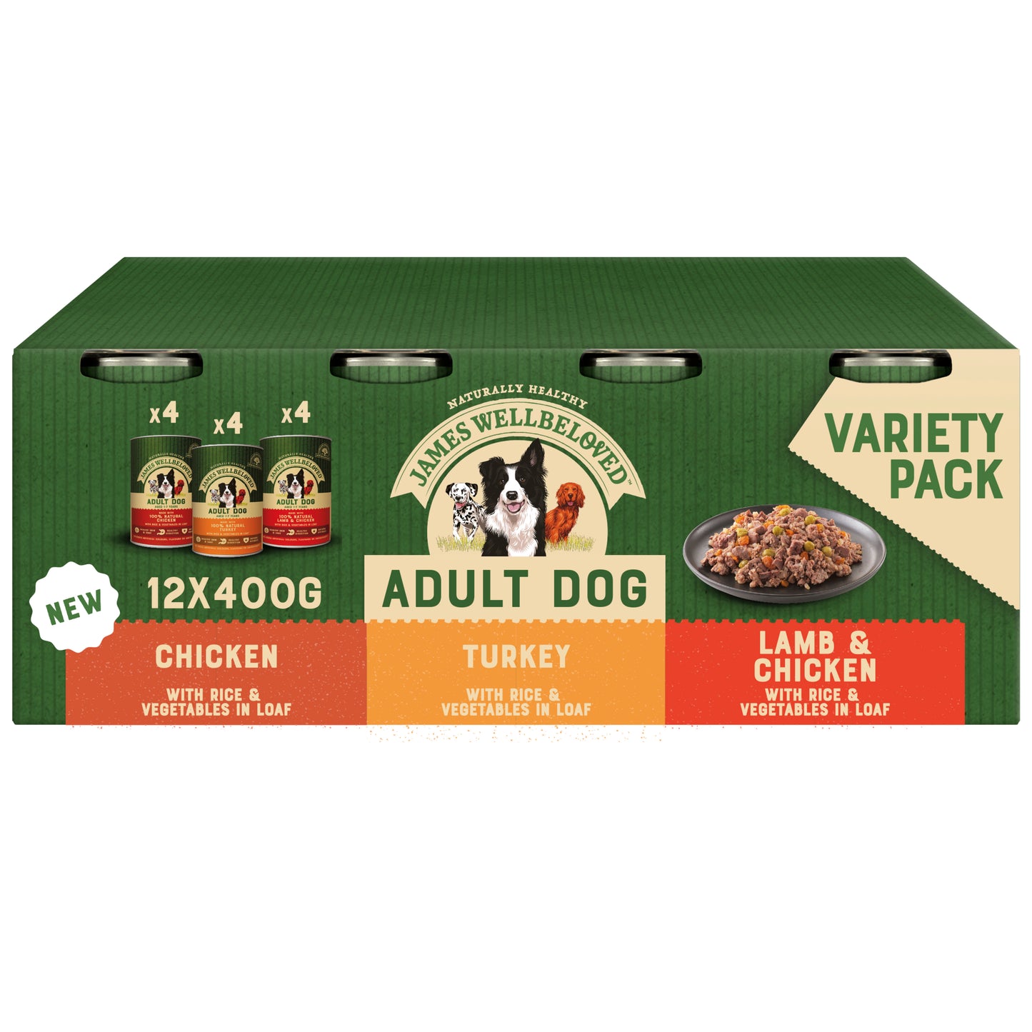 James Wellbeloved Adult Wet Dog Food Tins Turkey, Lamb & Chicken in Loaf