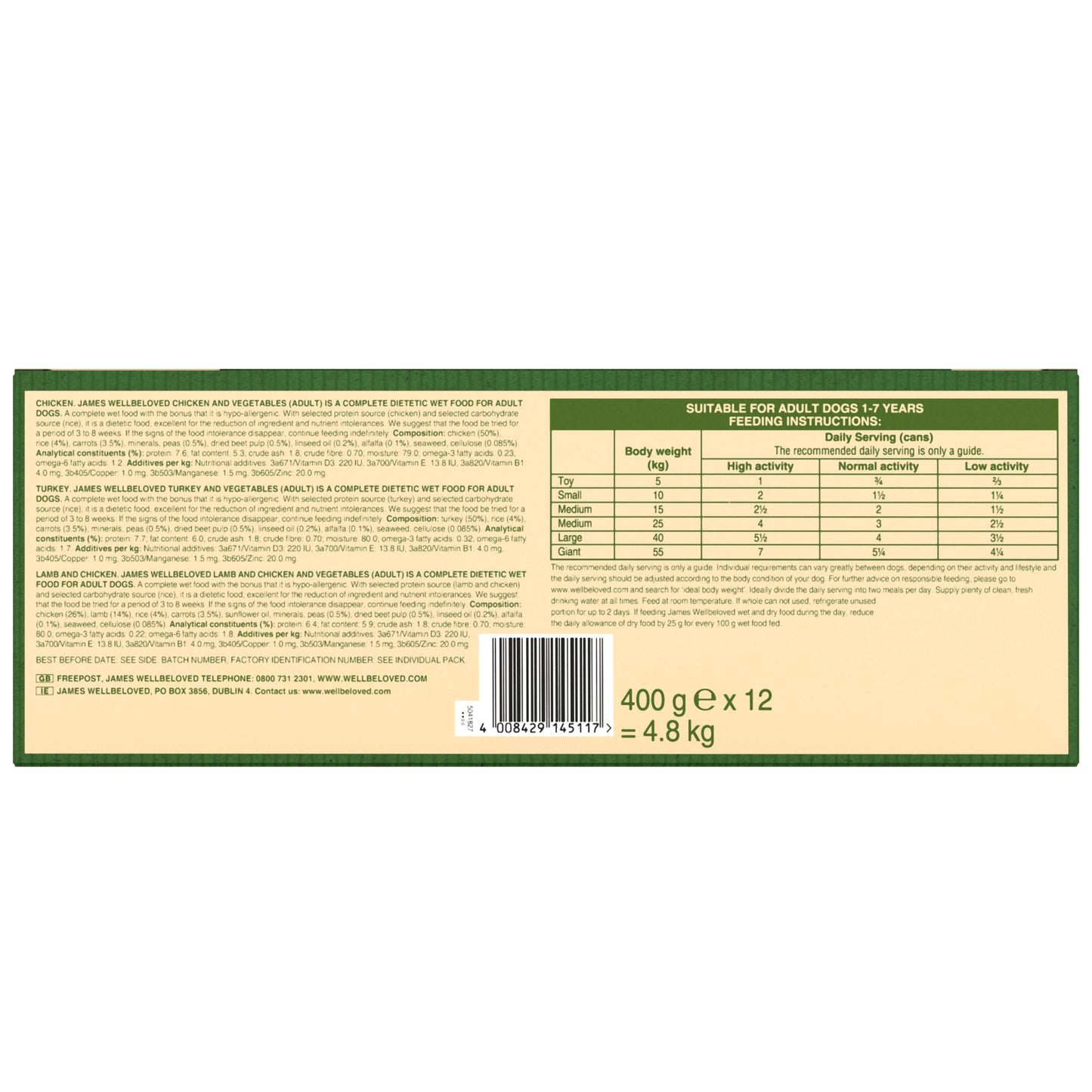 James Wellbeloved Adult Wet Dog Food Tins Turkey, Lamb & Chicken in Loaf