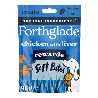 Forthglade Functional Rewards Training Natural Soft Bites Dog Treats - Chicken with Liver