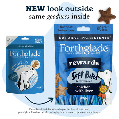 Forthglade Functional Rewards Training Natural Soft Bites Dog Treats - Chicken with Liver
